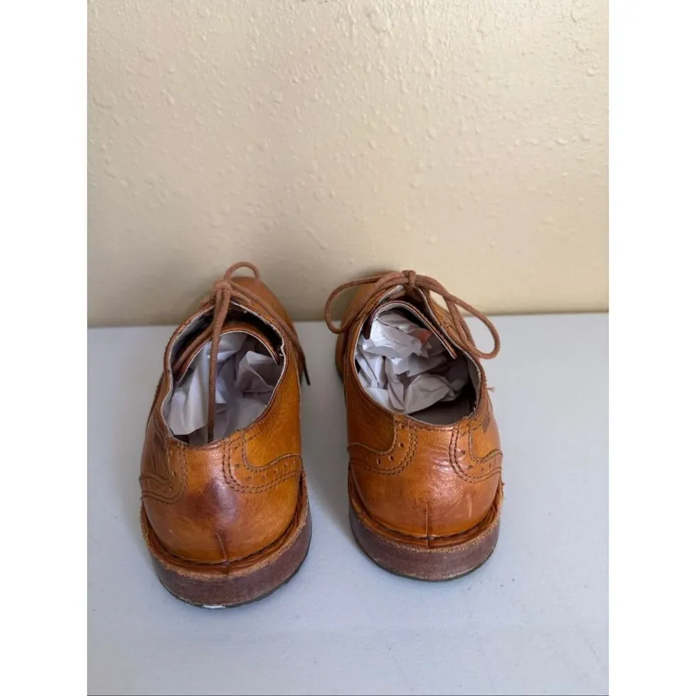 Sebago Men's Brattle Wing Tip Oxford Leather Shoe British Tan Vibram Sole SZ 7D